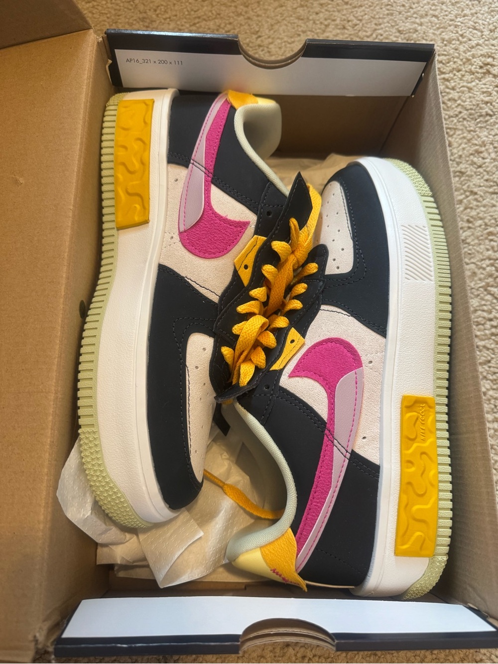 Nike Low-Top Sneakers in Pink, Black & Yellow